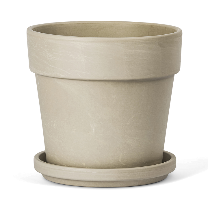 Terracotta Bloempot Cali met Schotel - Graniet - 28 cm