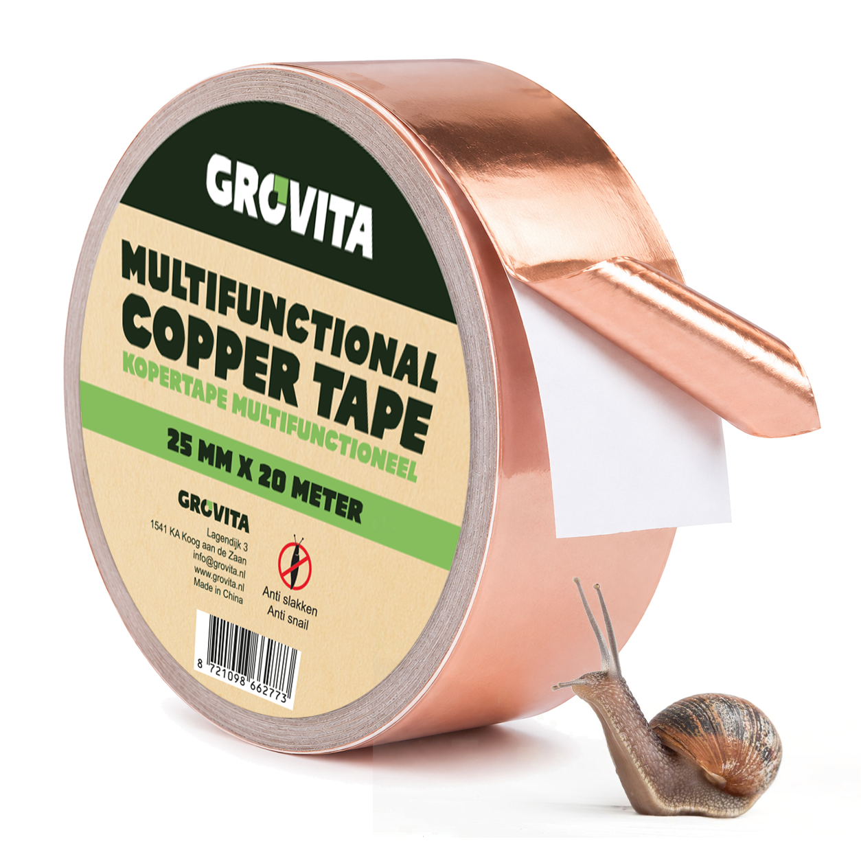 Anti-Slakken Kopertape - 25mm x 25 meter