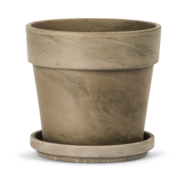 Terracotta Bloempot Cali met Schotel - Basalt - 14 cm