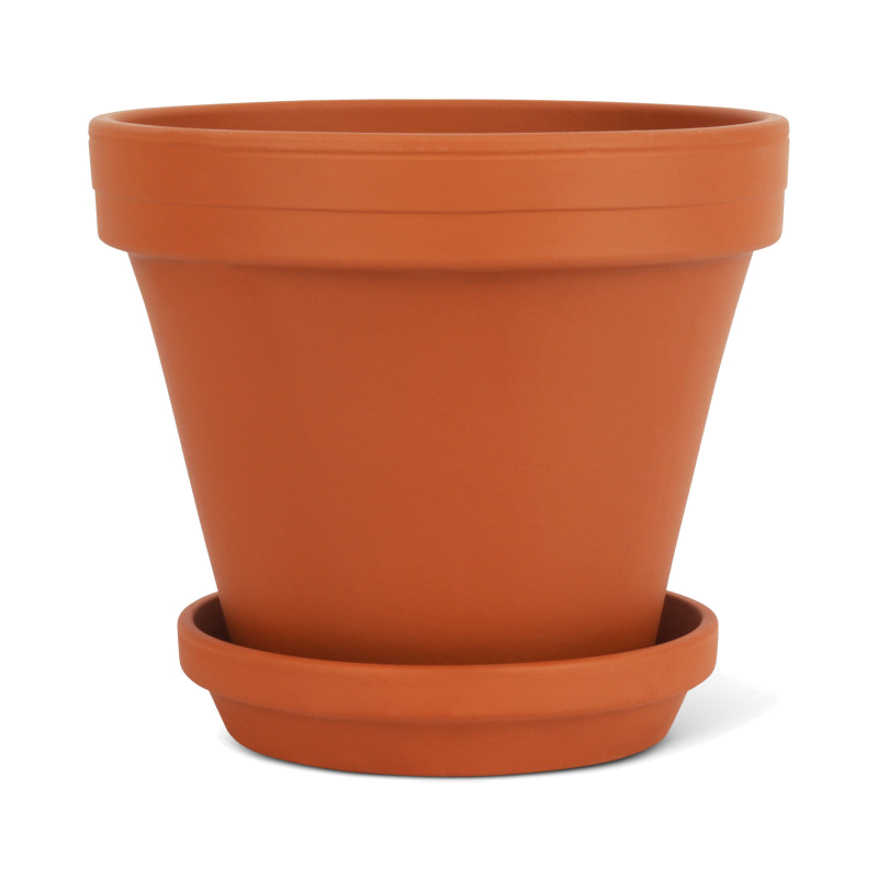 Terracotta Bloempot met Schotel - Roodsteen - 14 cm