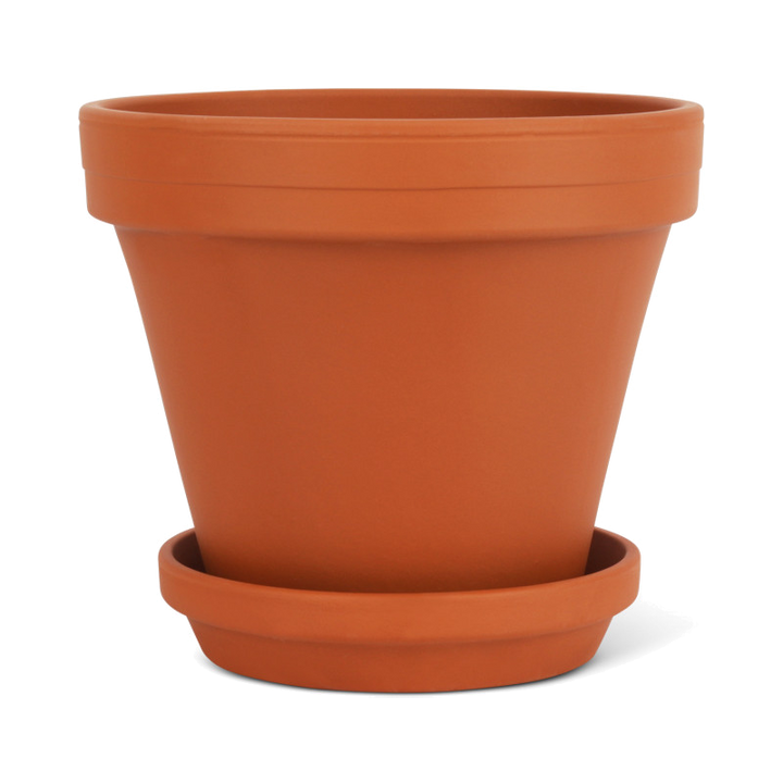 Terracotta Bloempot met Schotel - Roodsteen - 14 cm