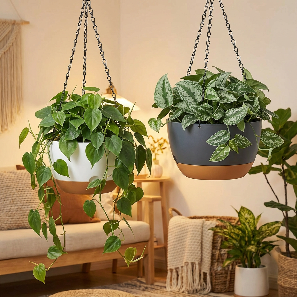 Hangpot met Afwatering - Groen - 24 cm